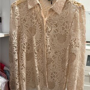Donna Karan Beige Lace Blouse
